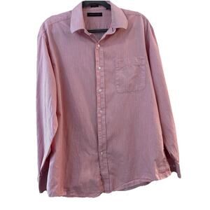 Tommy Hilfiger Man Button Up Shirt Pink White Stripe 16-16 1/2 34/35 Casual 149